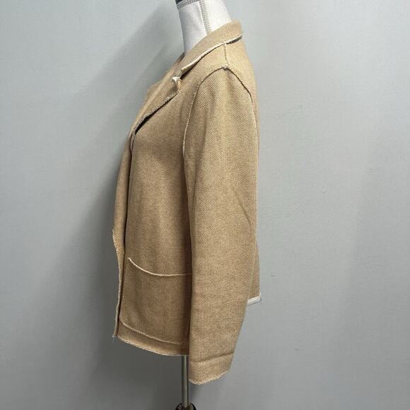 TopShop Blazer Jacket sz 6 Khaki White Tweed Stretch Career Casual Pockets - Picture 7 of 9